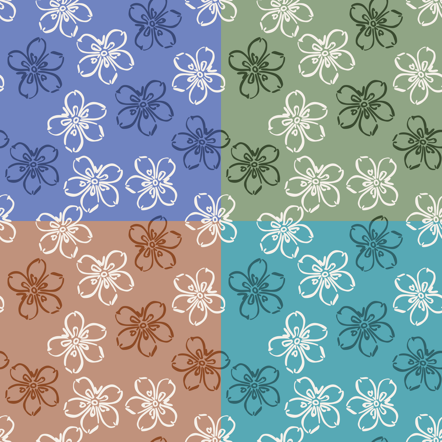 Retro Naupaka Repeat Surface Pattern