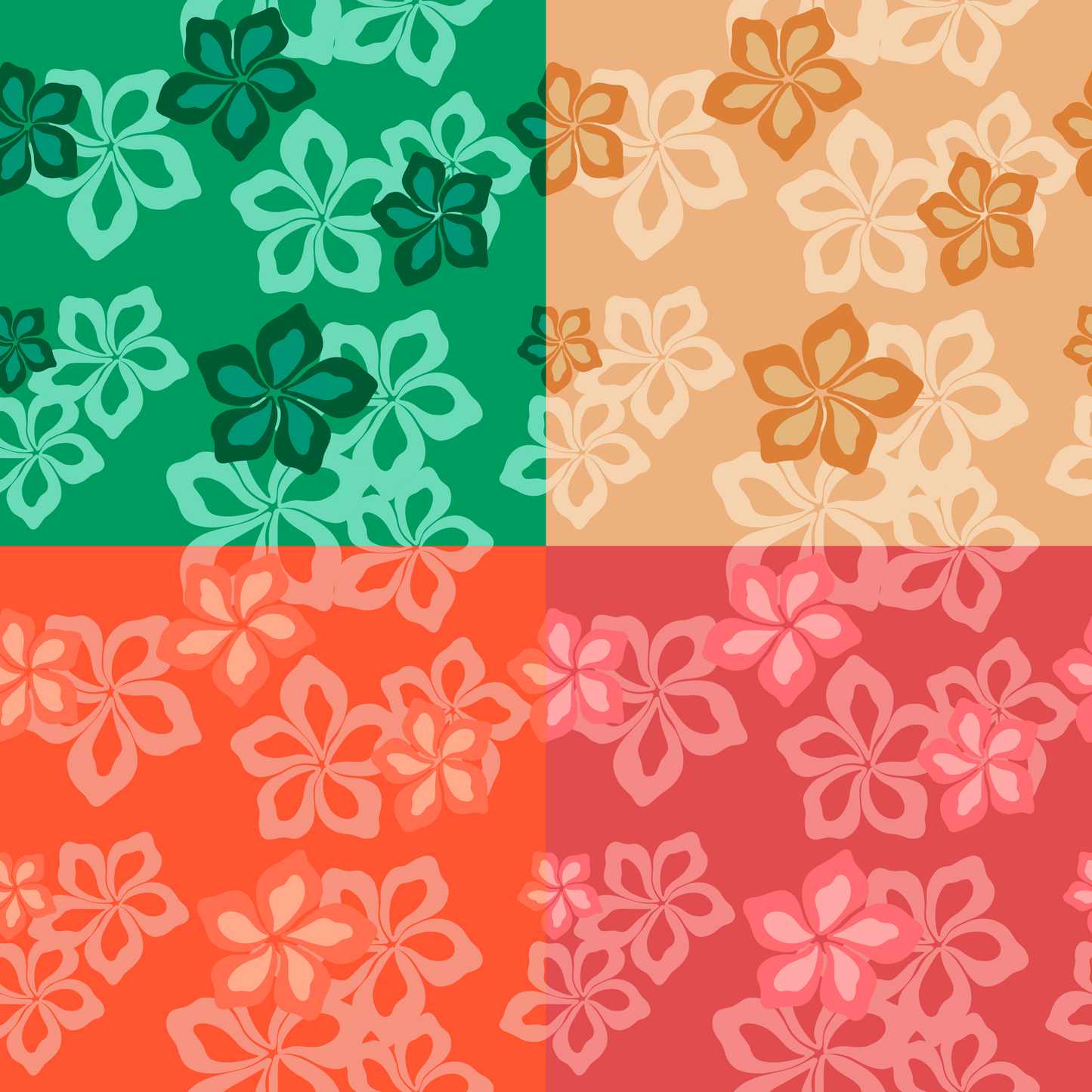 Retro Plumeria Repeat Surface Pattern