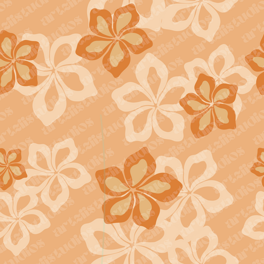 Retro Plumeria Repeat Surface Pattern
