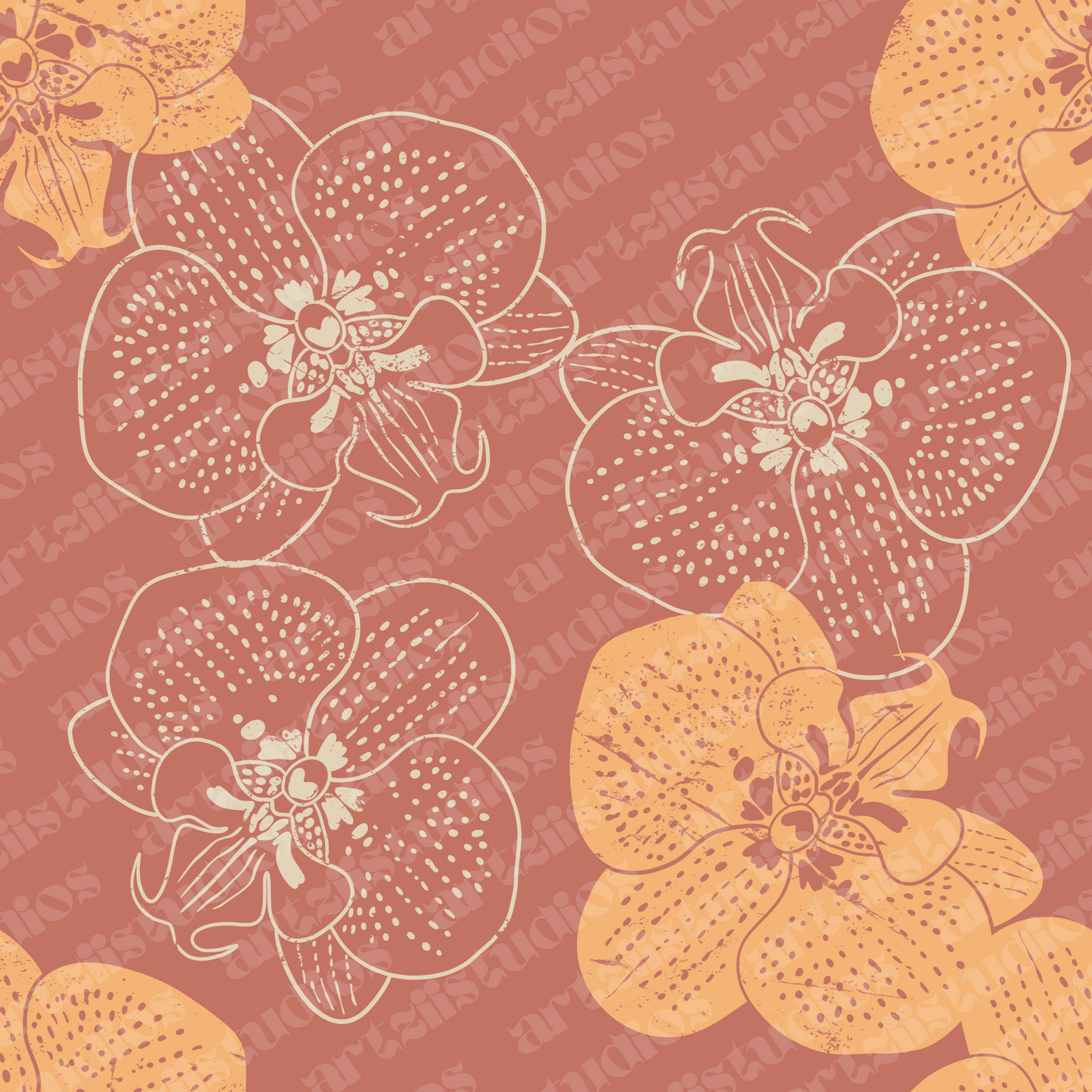 Vintage Orchid Repeat Surface Pattern
