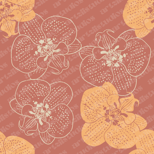 Vintage Orchid Repeat Surface Pattern