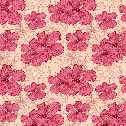 Vibrant Hibiscus Repeat Surface Pattern