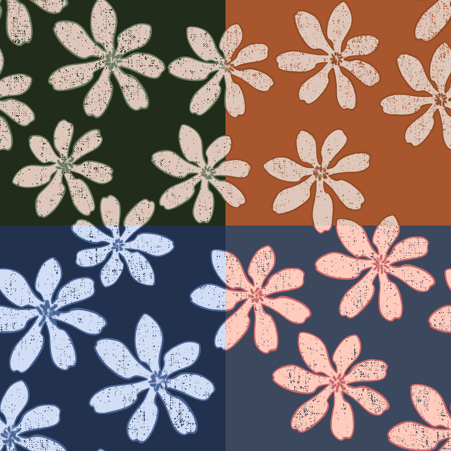 Distressed Flower Repeat Surface Pattern