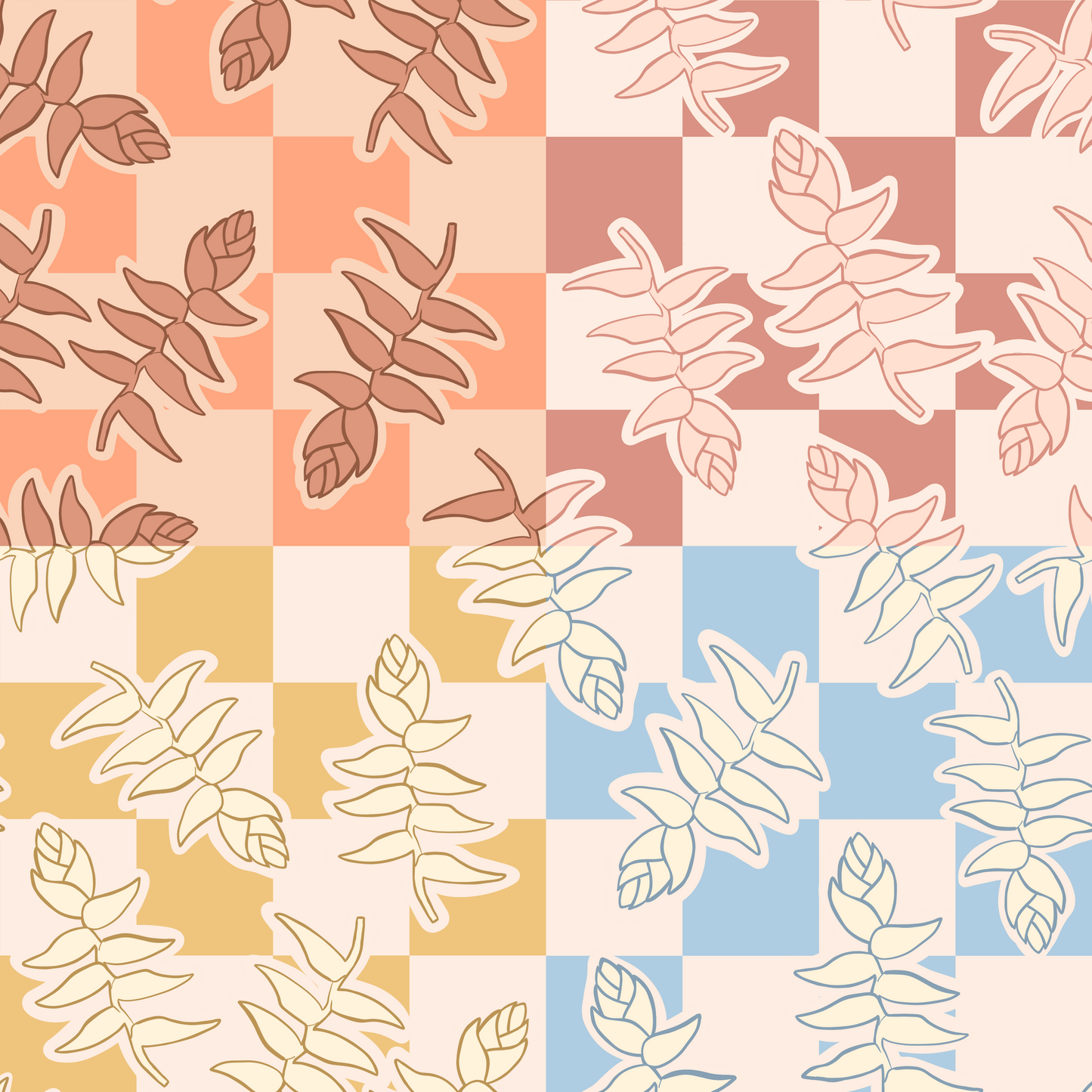 Checkered Heliconia Repeat Surface Pattern
