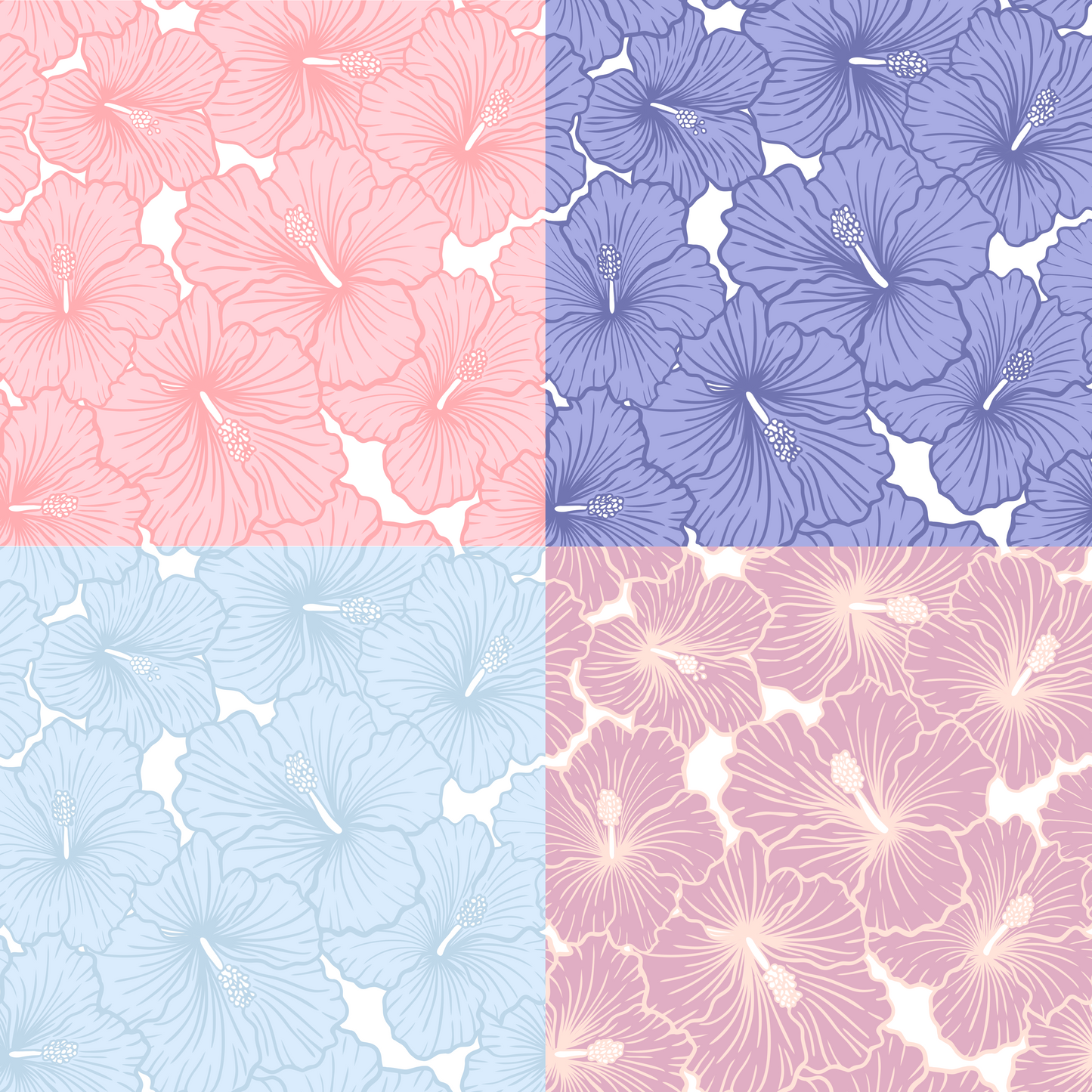 Soft Hibiscus Repeat Surface Pattern