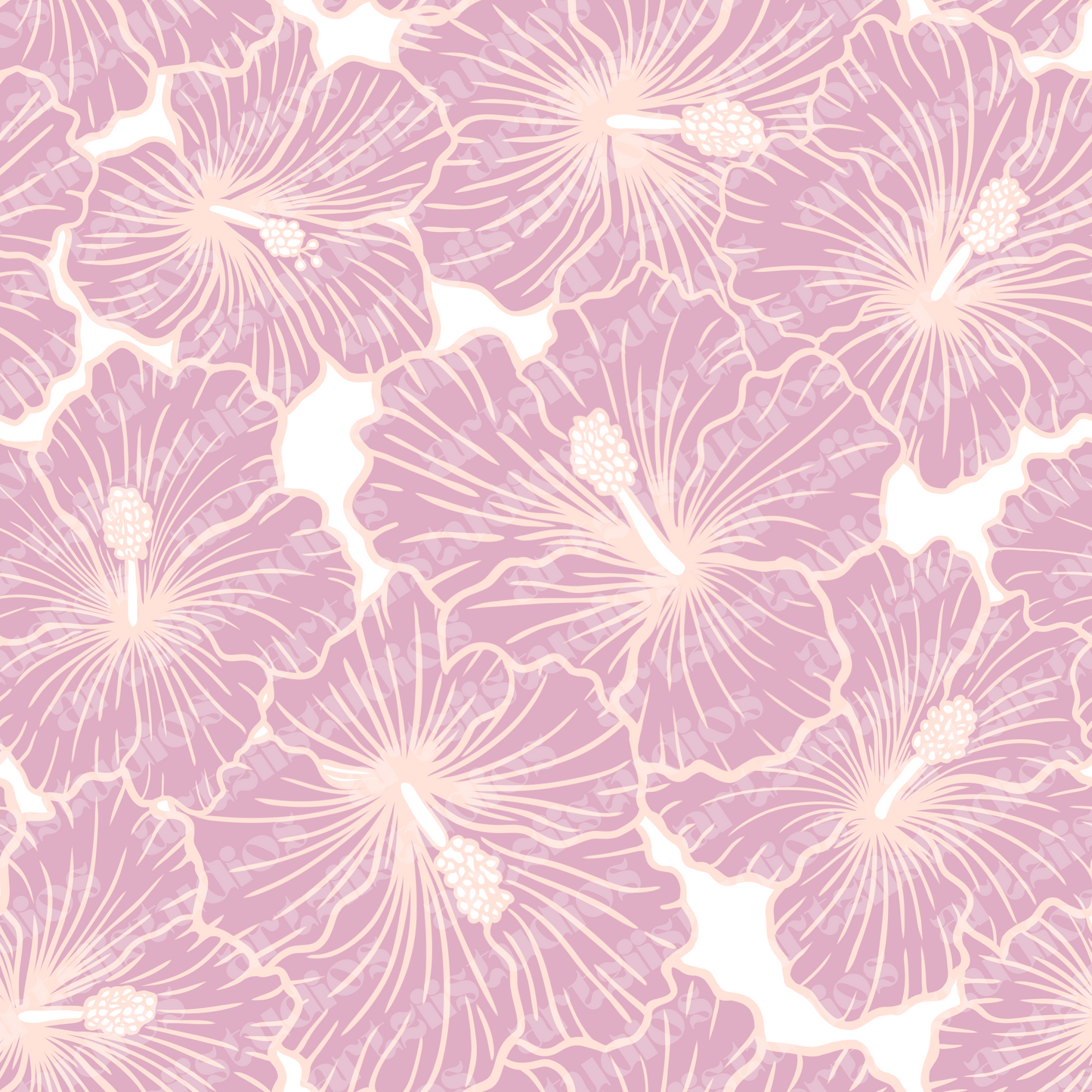 Soft Hibiscus Repeat Surface Pattern