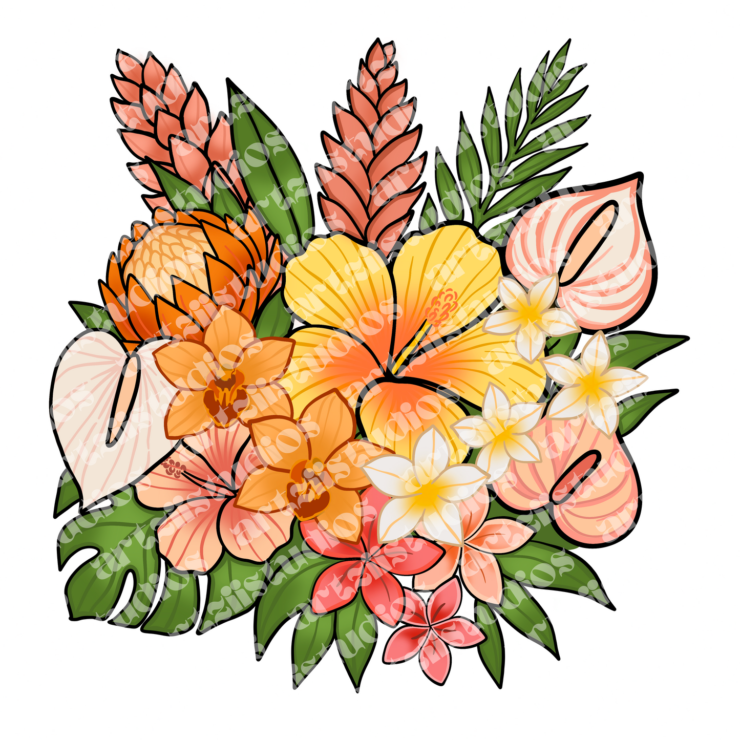 Tropical Bouquet Repeat Surface Pattern for Shopmsnj