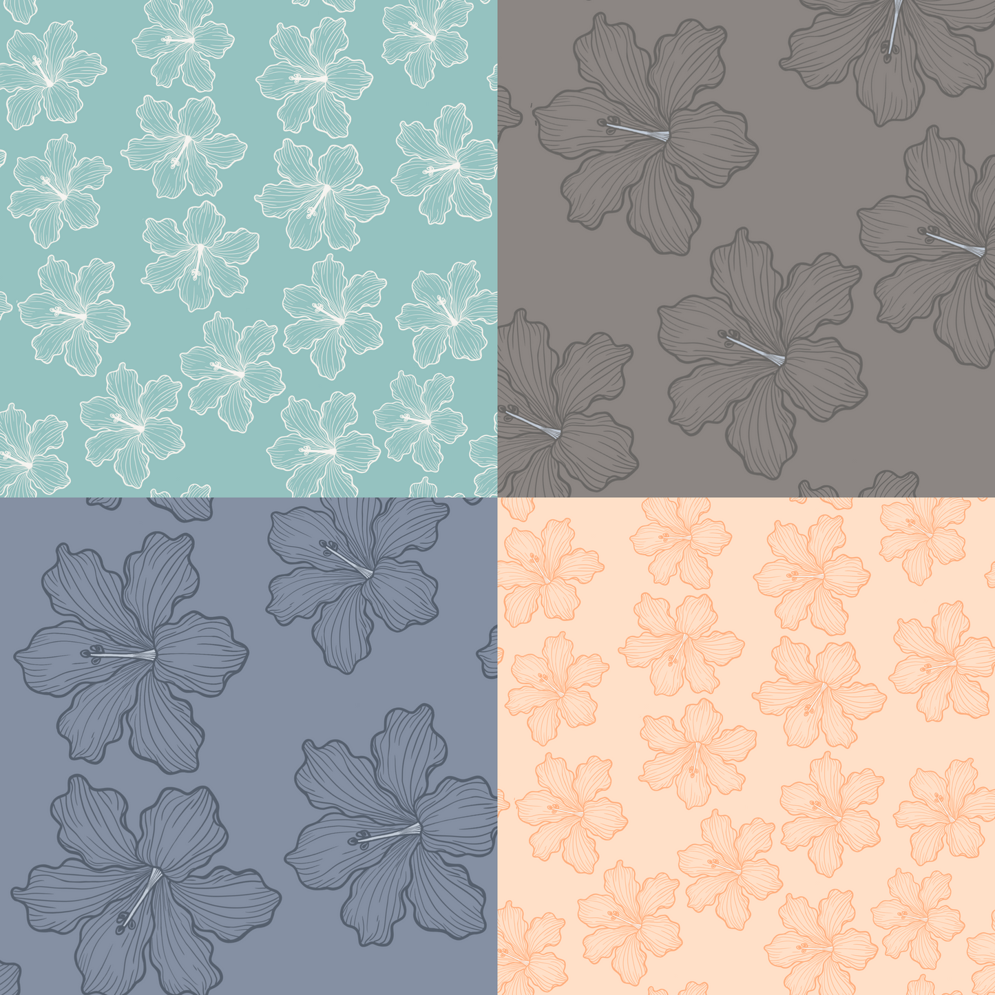 Hibiscus Breeze Repeat Surface Pattern
