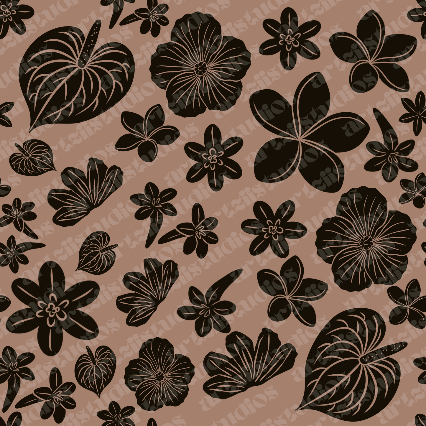 Multi Flower Repeat Surface Pattern for iloveyoufromheretokauai