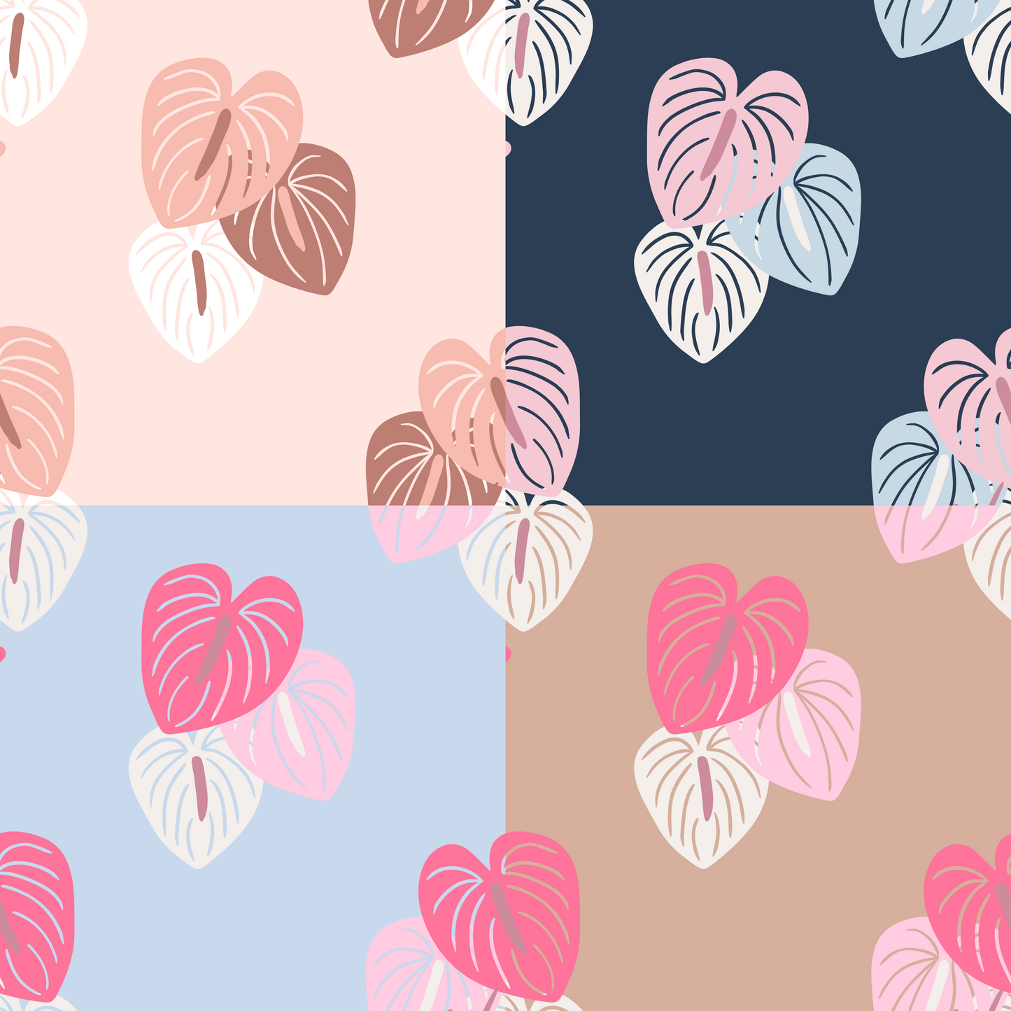 Valentines Anthurium Repeat Surface Pattern for Reiko