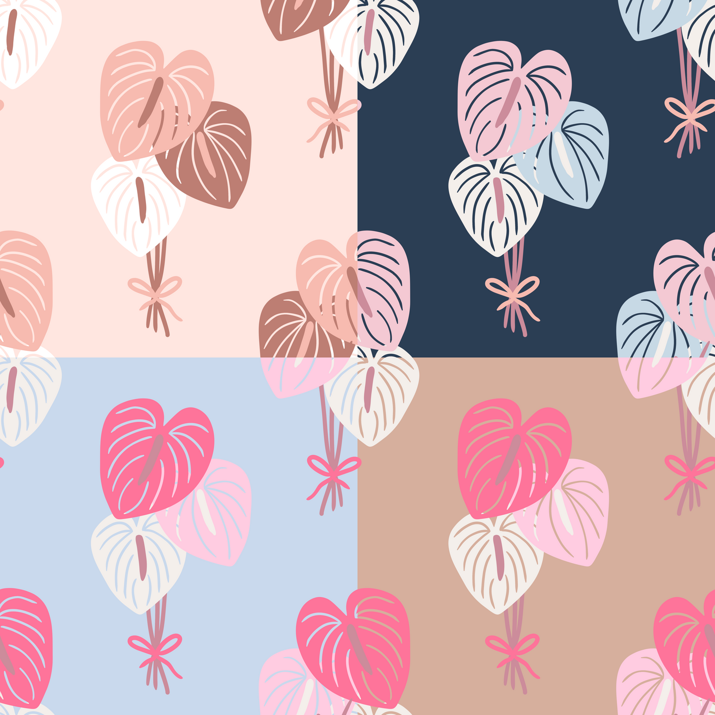 Valentines Anthurium Repeat Surface Pattern for Reiko