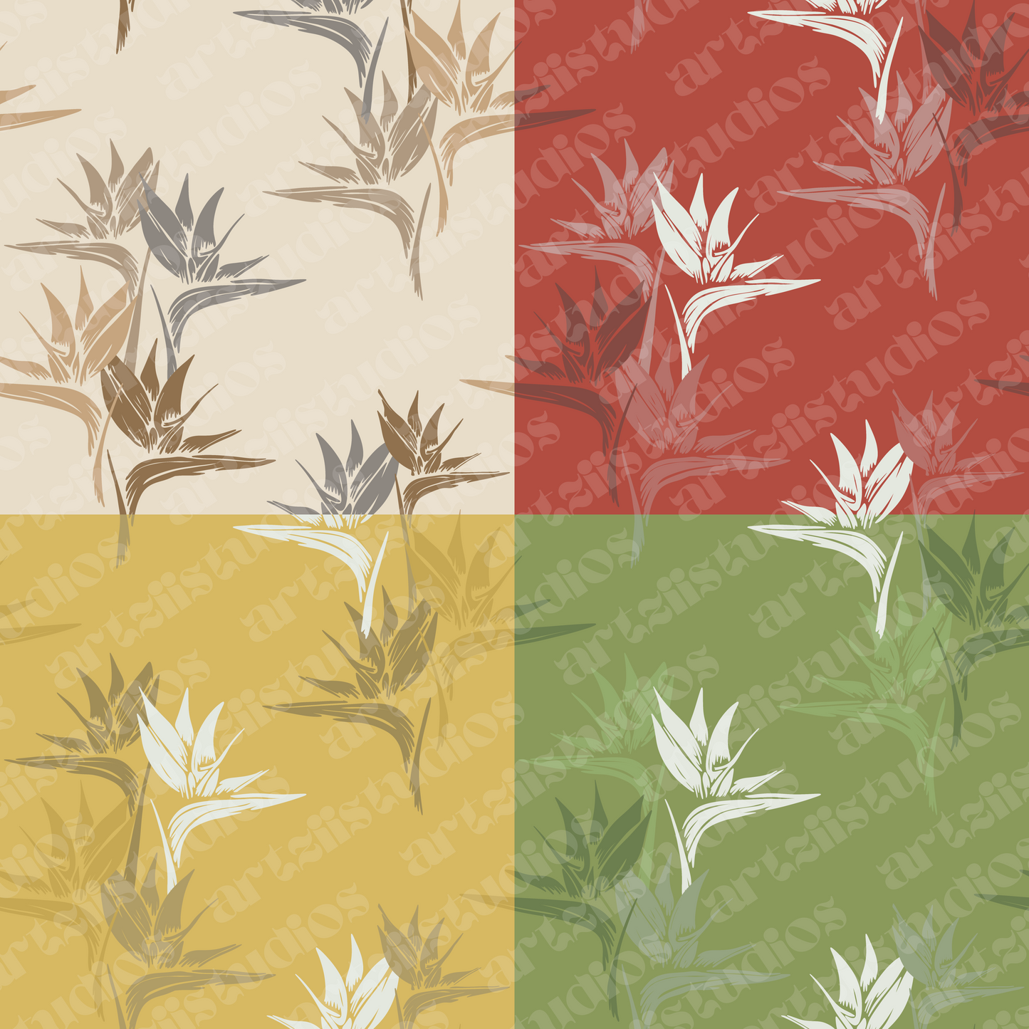 Bird of Paradise Repeat Surface Pattern for Lala Vaii