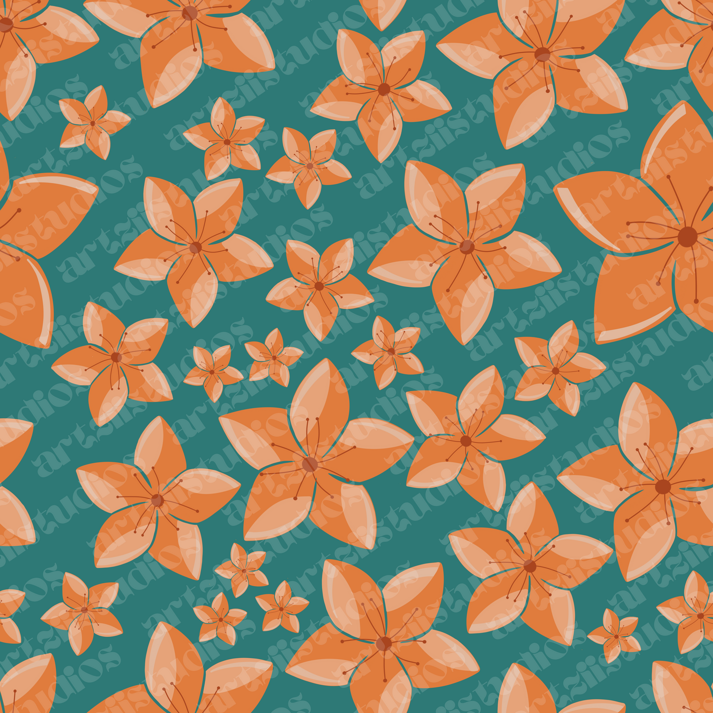 Stary Plumeria Repeat Surface Pattern