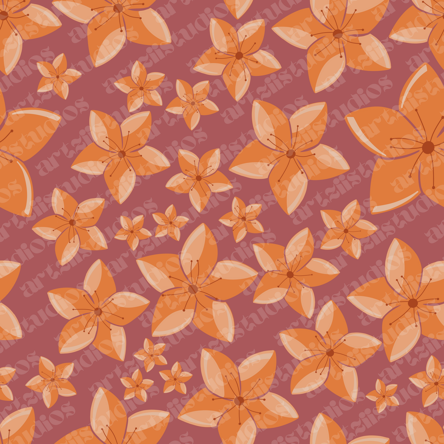 Stary Plumeria Repeat Surface Pattern