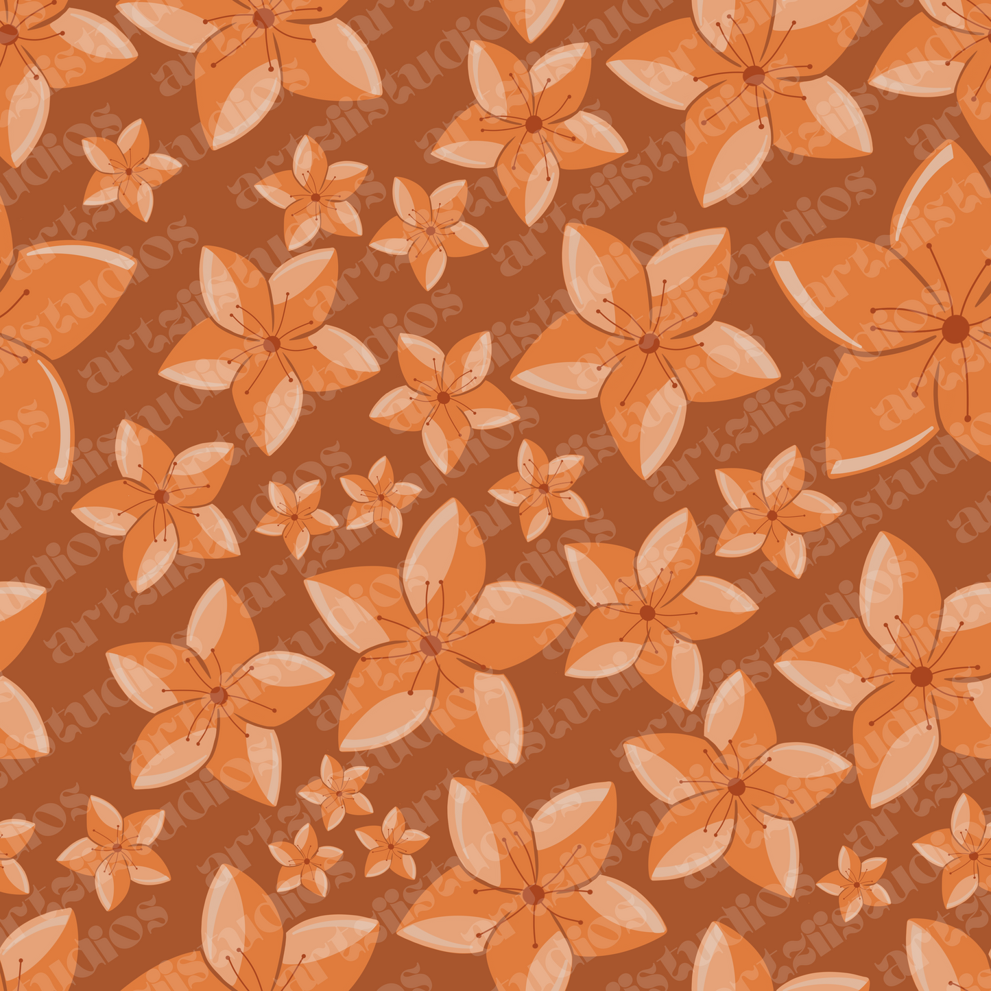 Stary Plumeria Repeat Surface Pattern