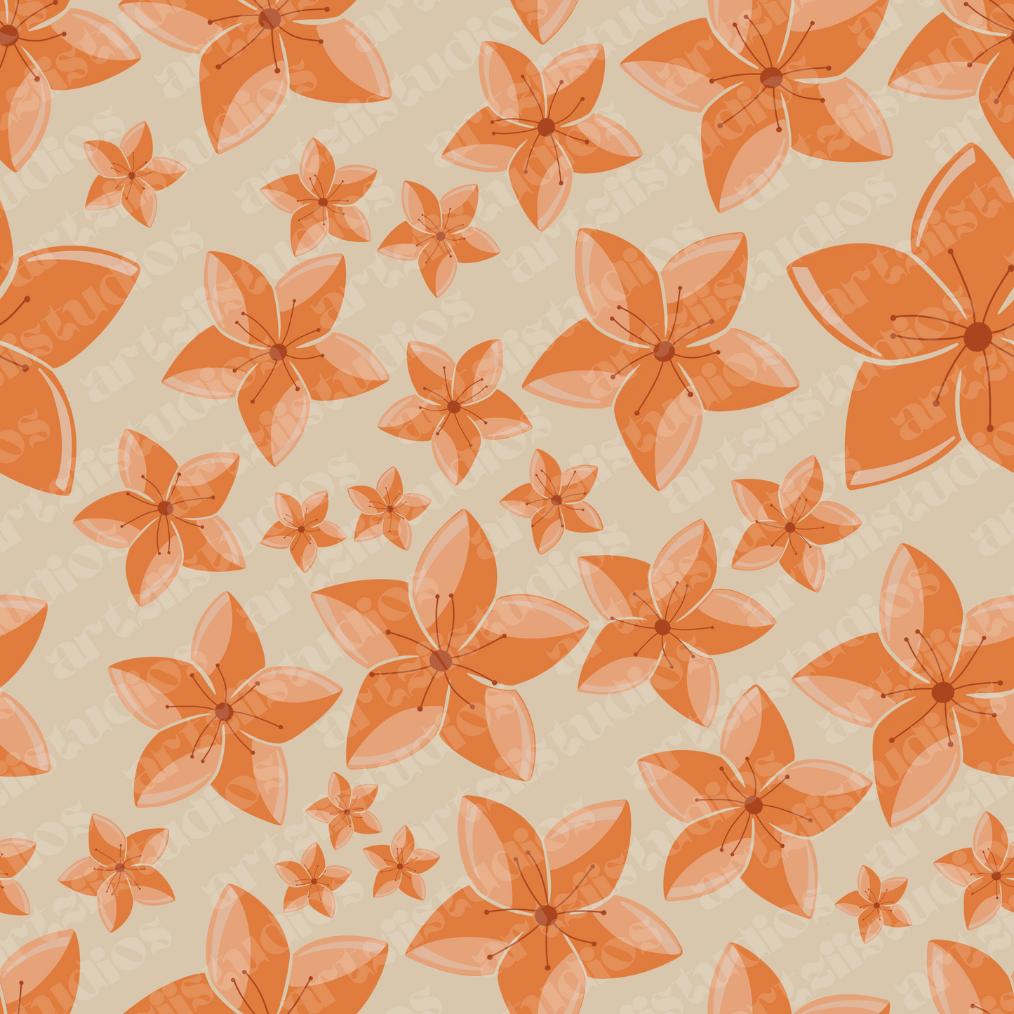 Stary Plumeria Repeat Surface Pattern