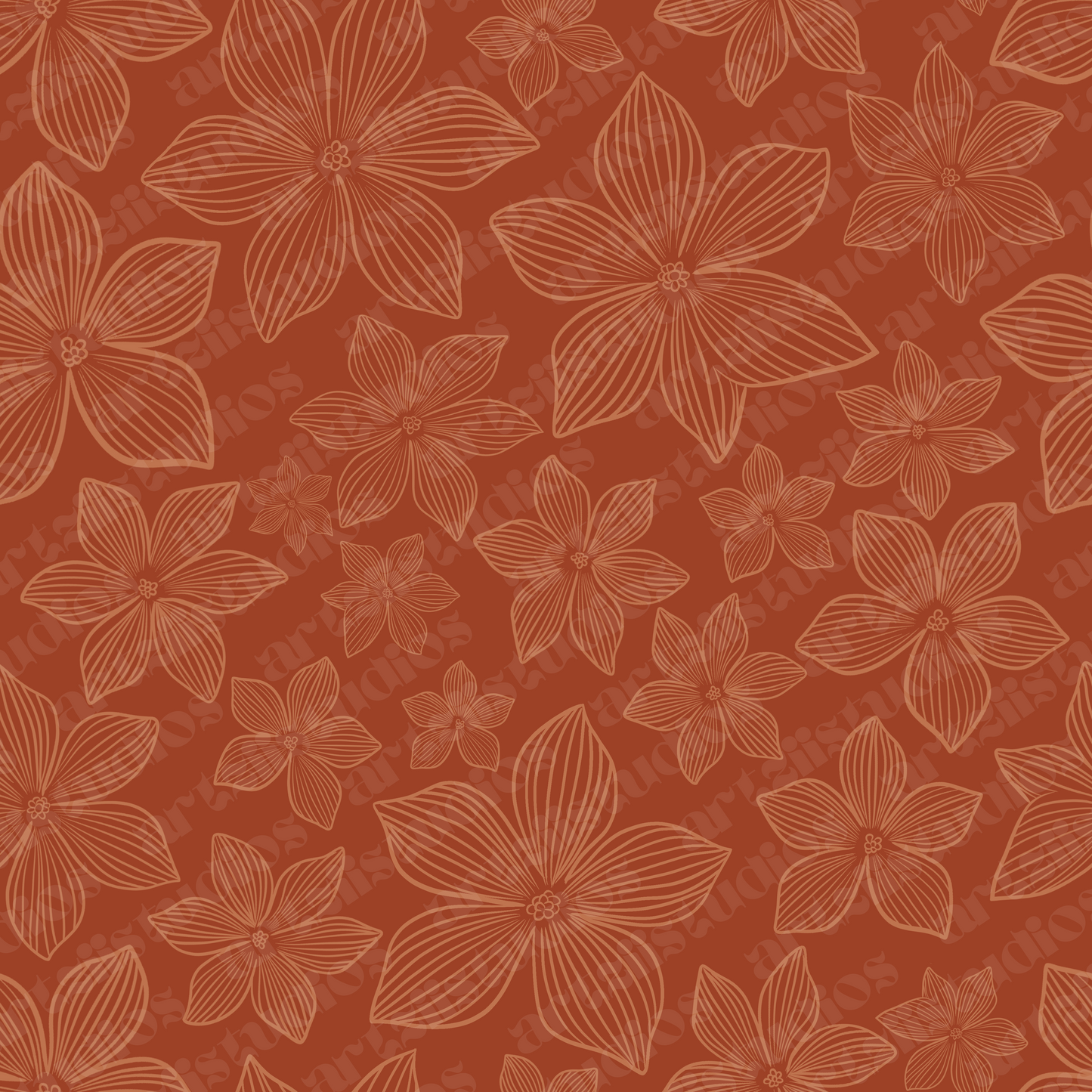 Plumeria Line Art Repeat Surface Pattern