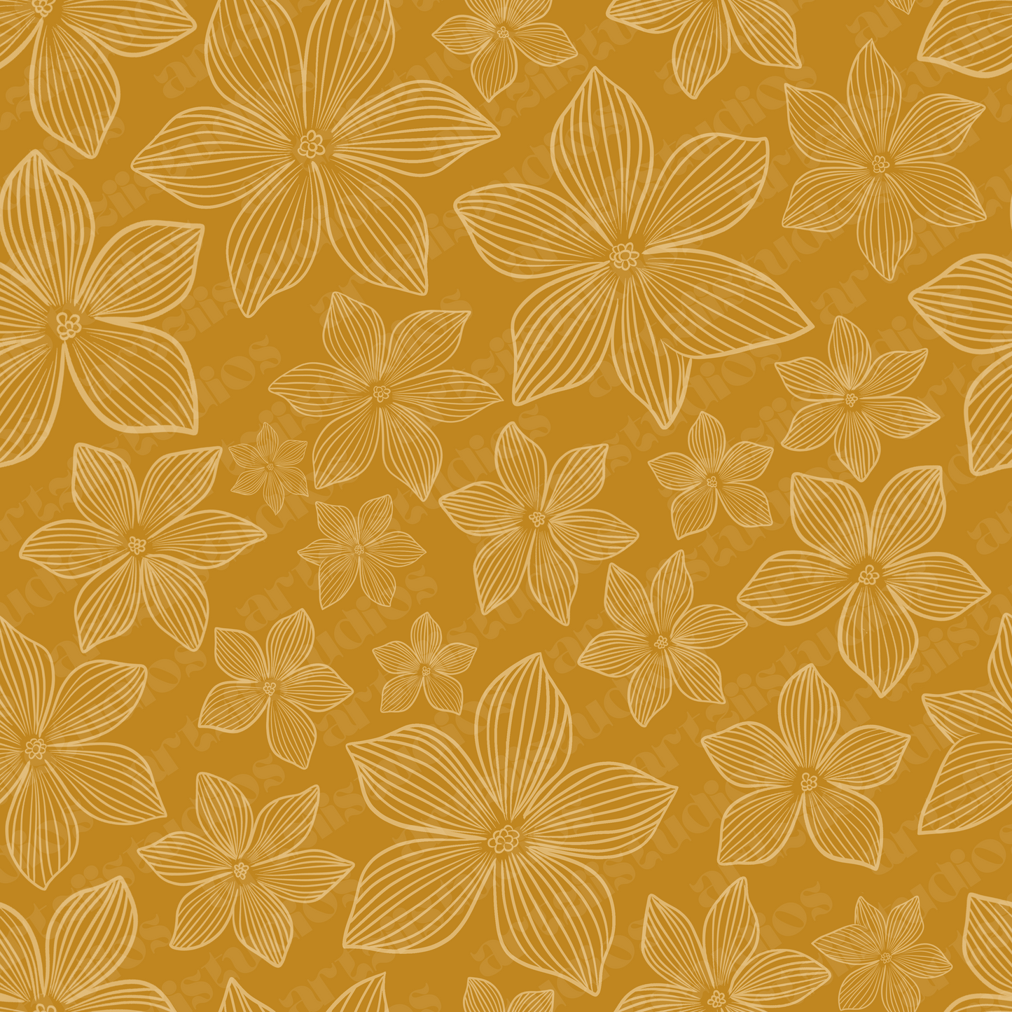 Plumeria Line Art Repeat Surface Pattern