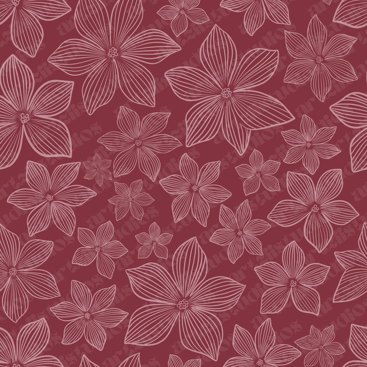 Plumeria Line Art Repeat Surface Pattern