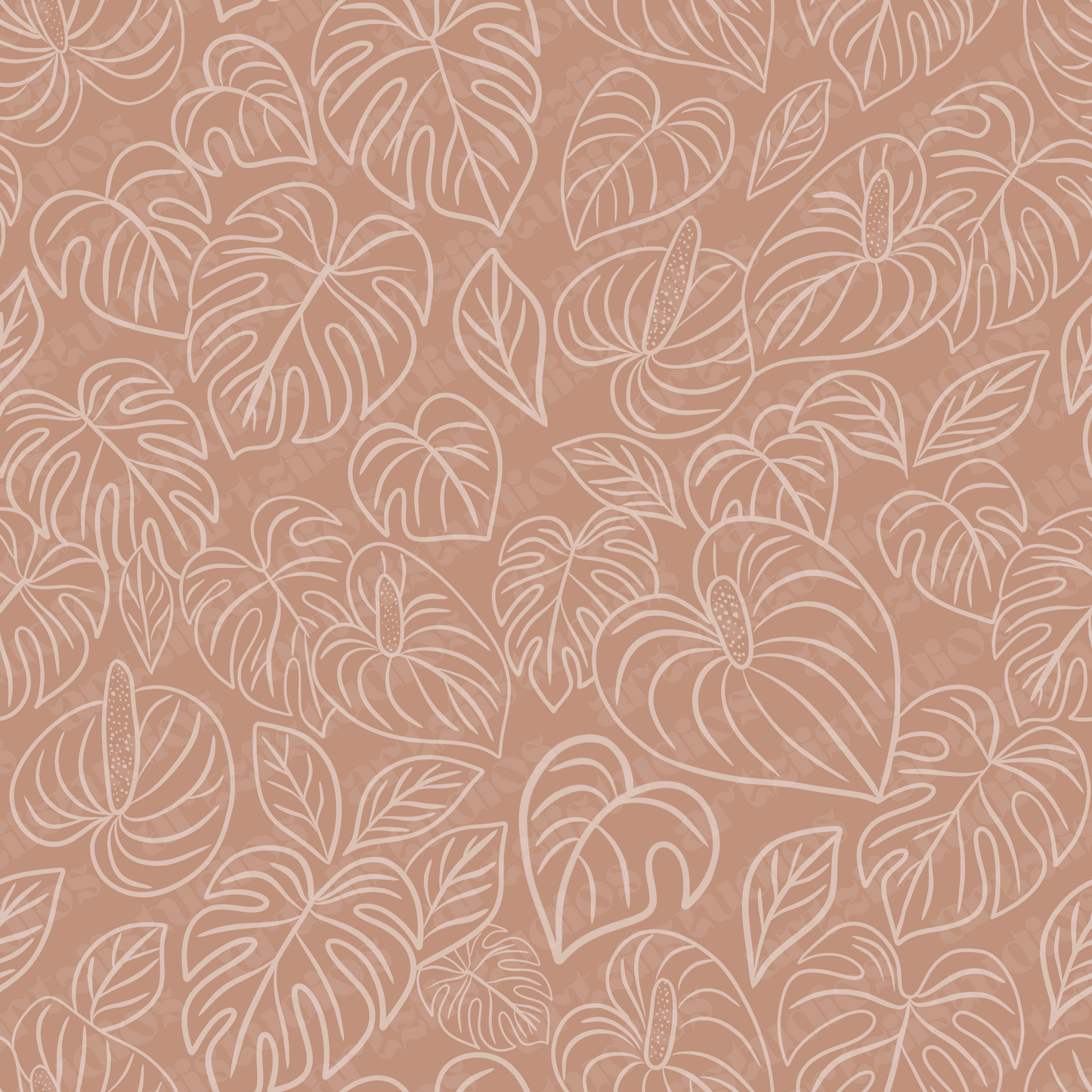 Monsterra Line Art Repeat Surface Pattern