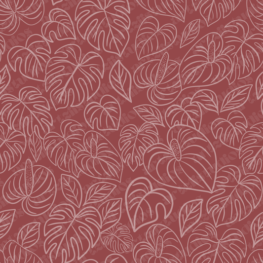 Monsterra Line Art Repeat Surface Pattern