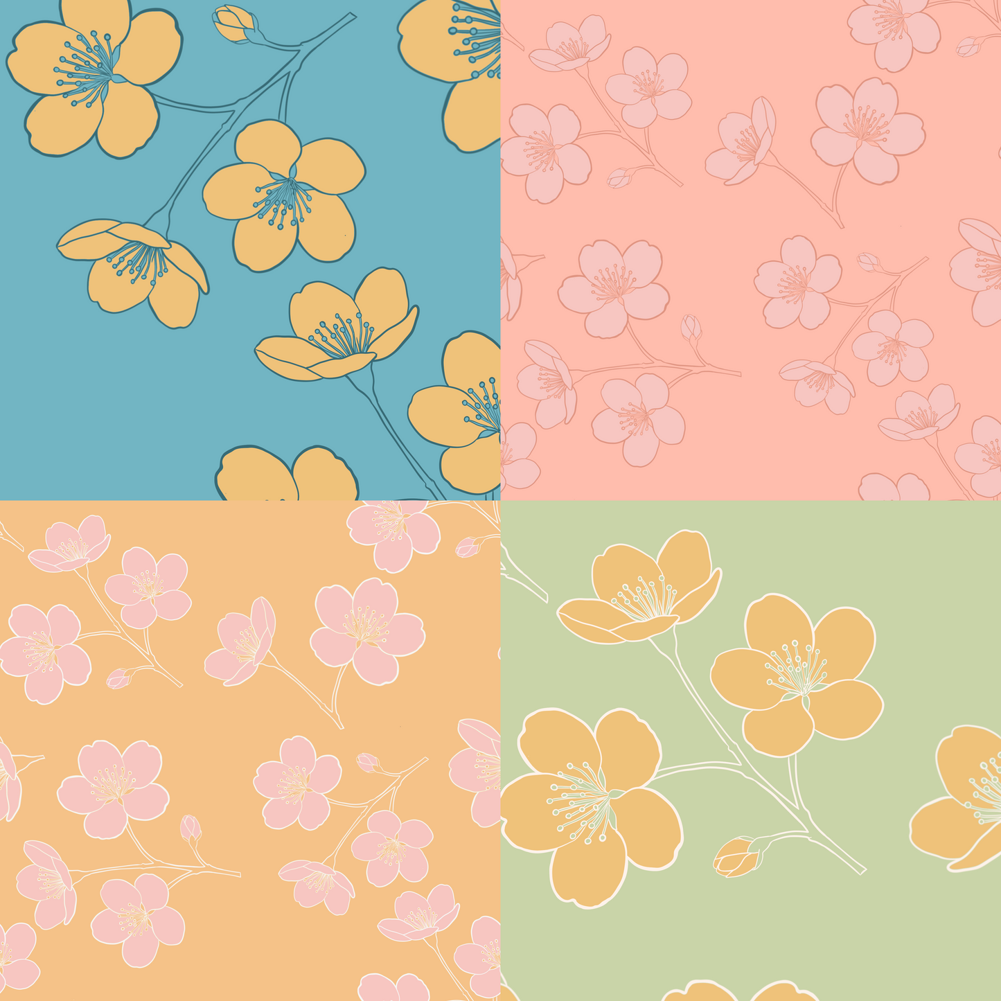 Japanese Cherry Blossom Repeat Surface Pattern
