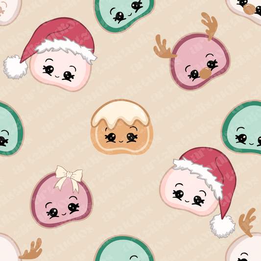 Christmas Mochi Repeat Surface Pattern for DaMochiMama