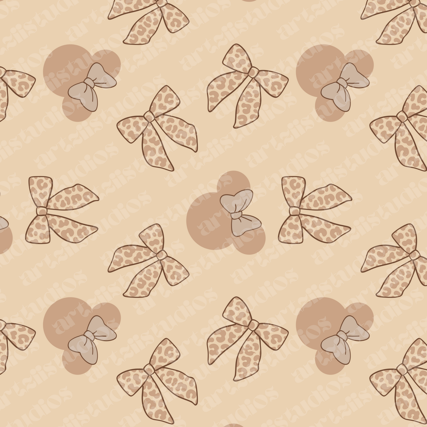 Cheetah Bow Minnie Repeat Surface Pattern for KelwaCo