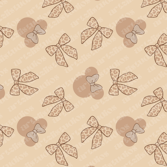 Cheetah Bow Minnie Repeat Surface Pattern for KelwaCo