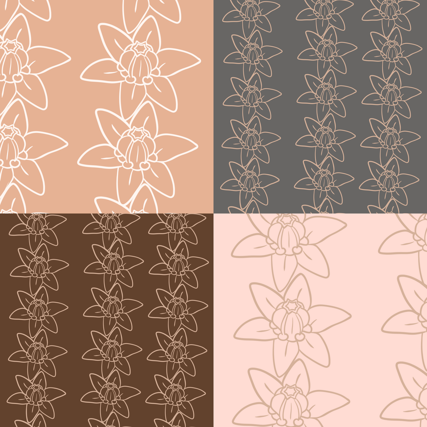 Linear Crown Flower Repeat Surface Pattern