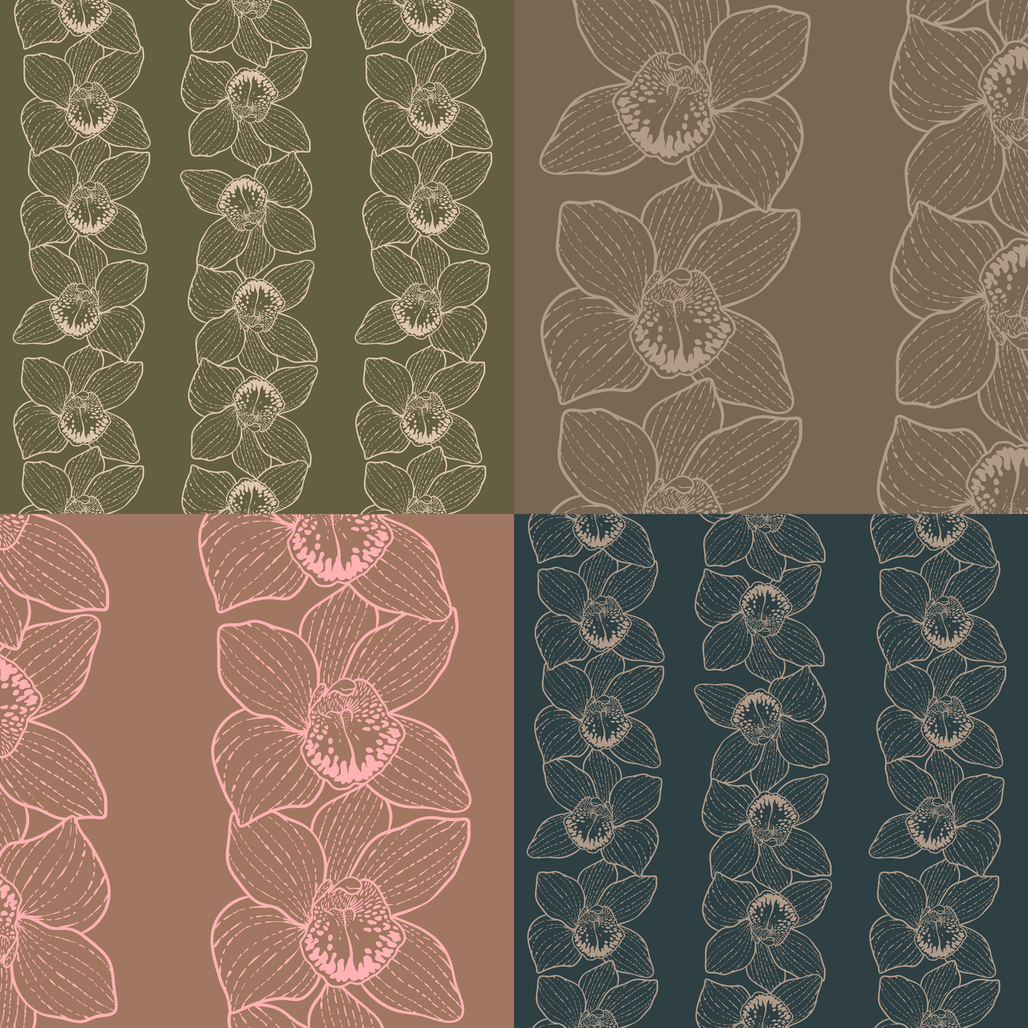 Linear Orchid Repeat Surface Pattern