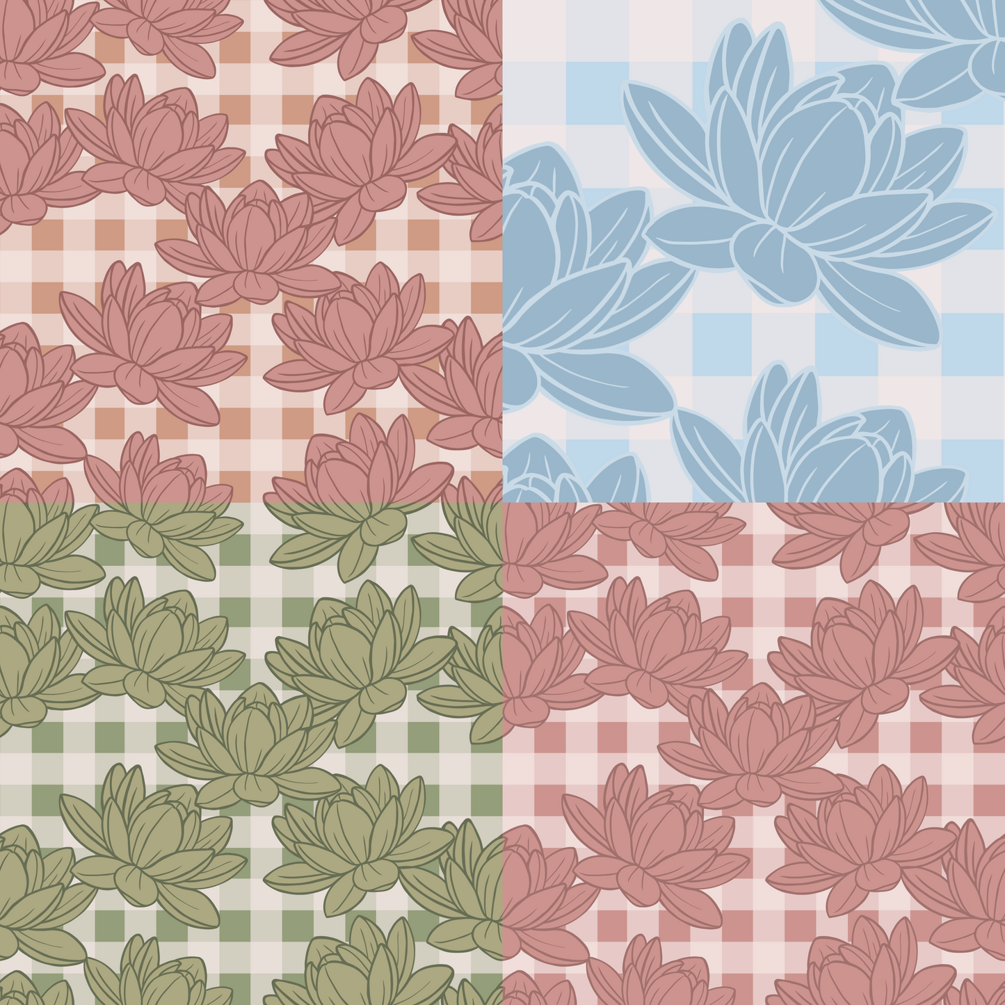 Lotus Gingham Repeat Surface Pattern