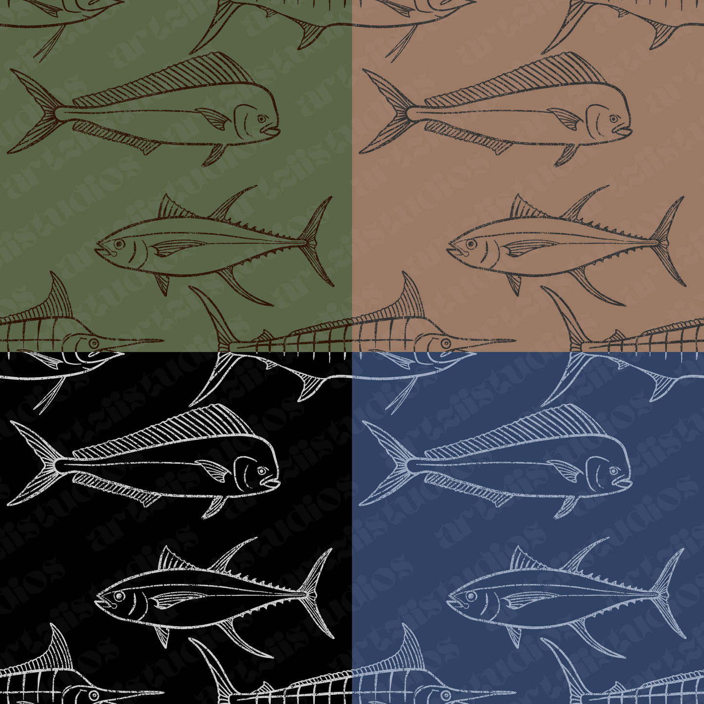 Custom Hawaii Fish  Repeat Surface Pattern for Nani Mauai