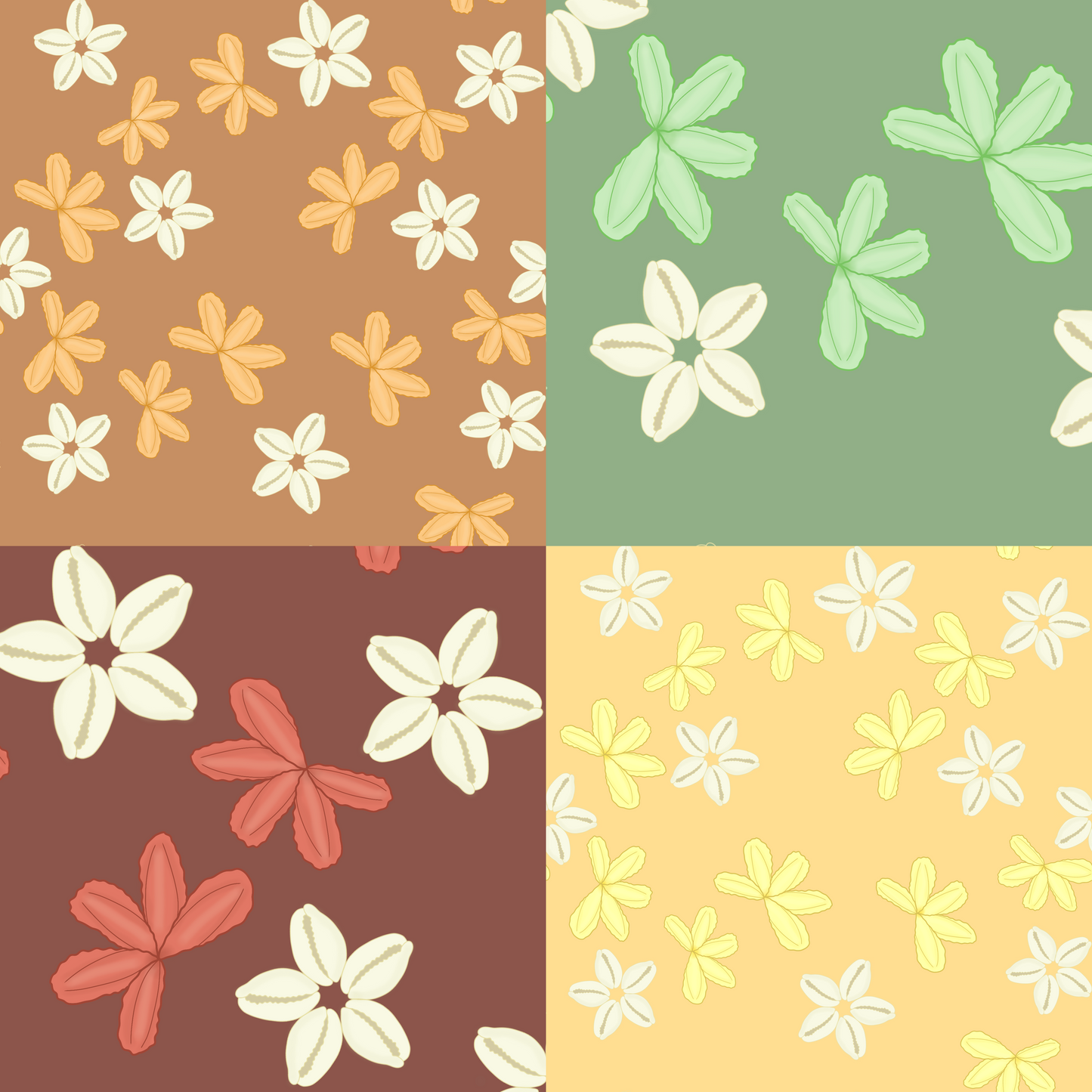 Naupaka Cowrie Blooms Repeat Surface Pattern