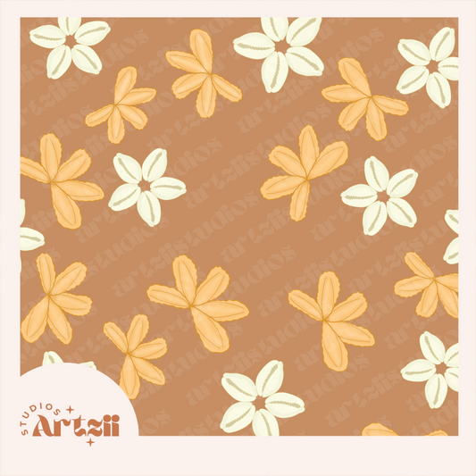Naupaka Cowrie Blooms Repeat Surface Pattern