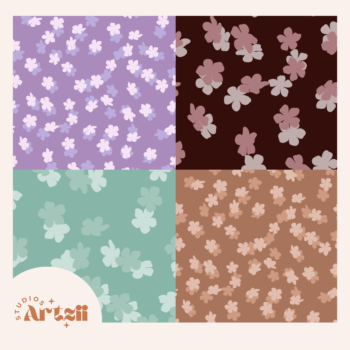 Scattered Flower Repeat Surface Pattern