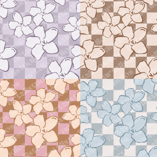 Checkered Puakenikeni Repeat Surface Pattern for Papercreations.TC