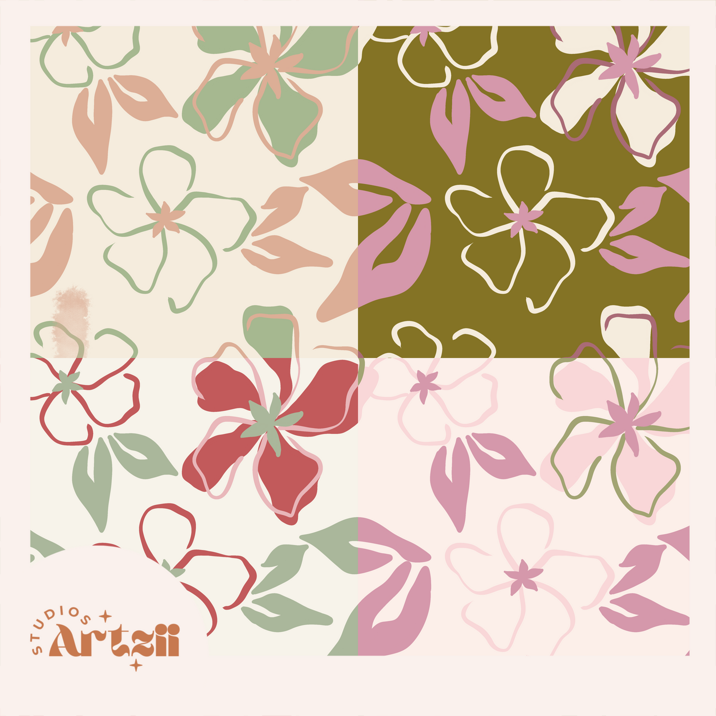 Playful Hibiscus Repeat Surface Pattern #72