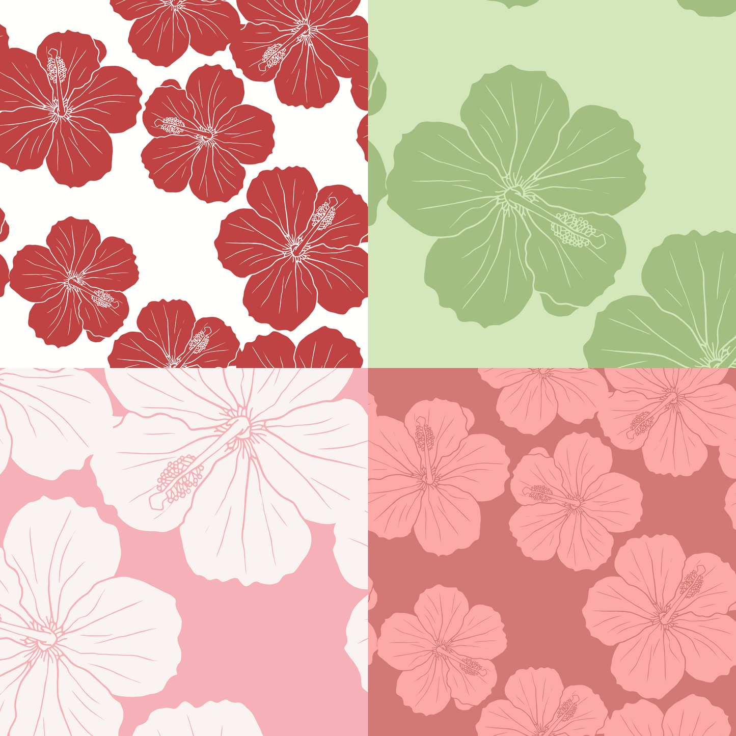 Playful Hibiscus Repeat Surface Pattern