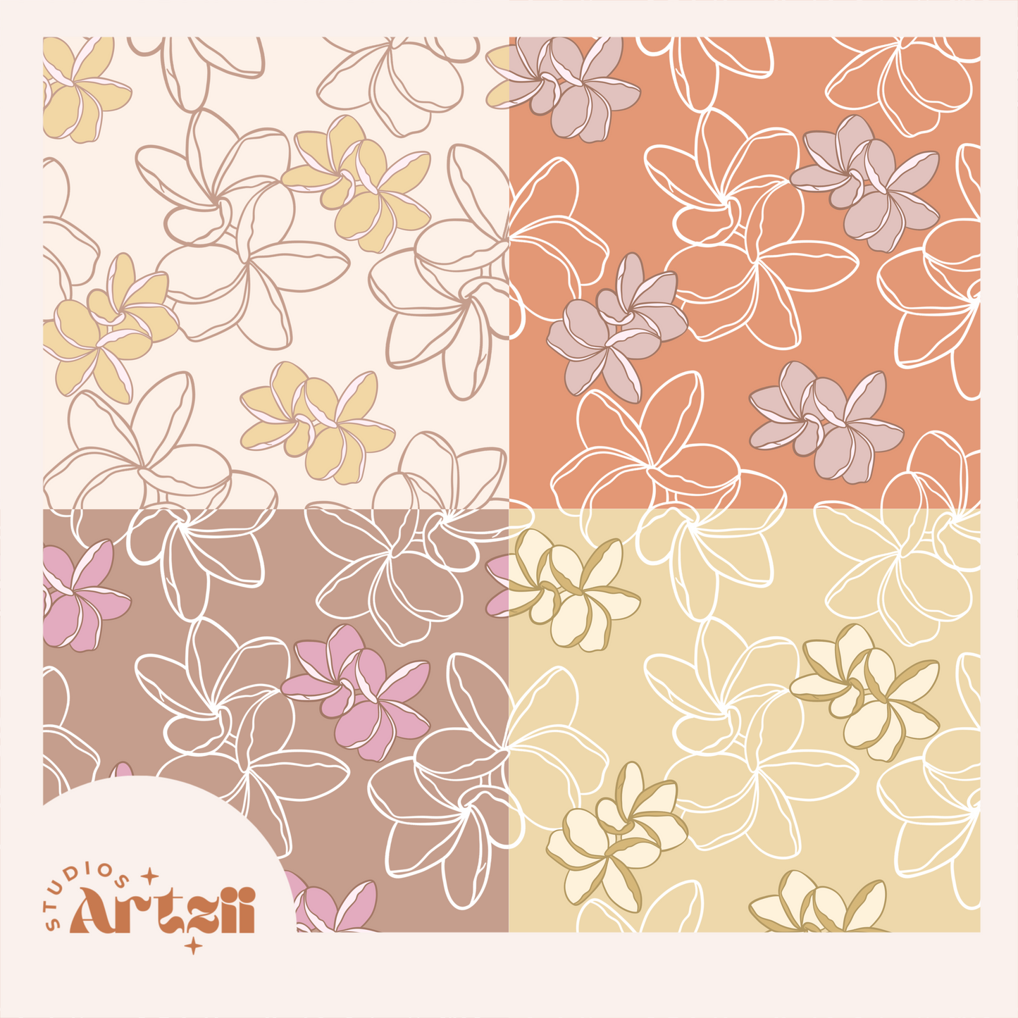 Plumeria Fantasy Repeat Surface Pattern #53