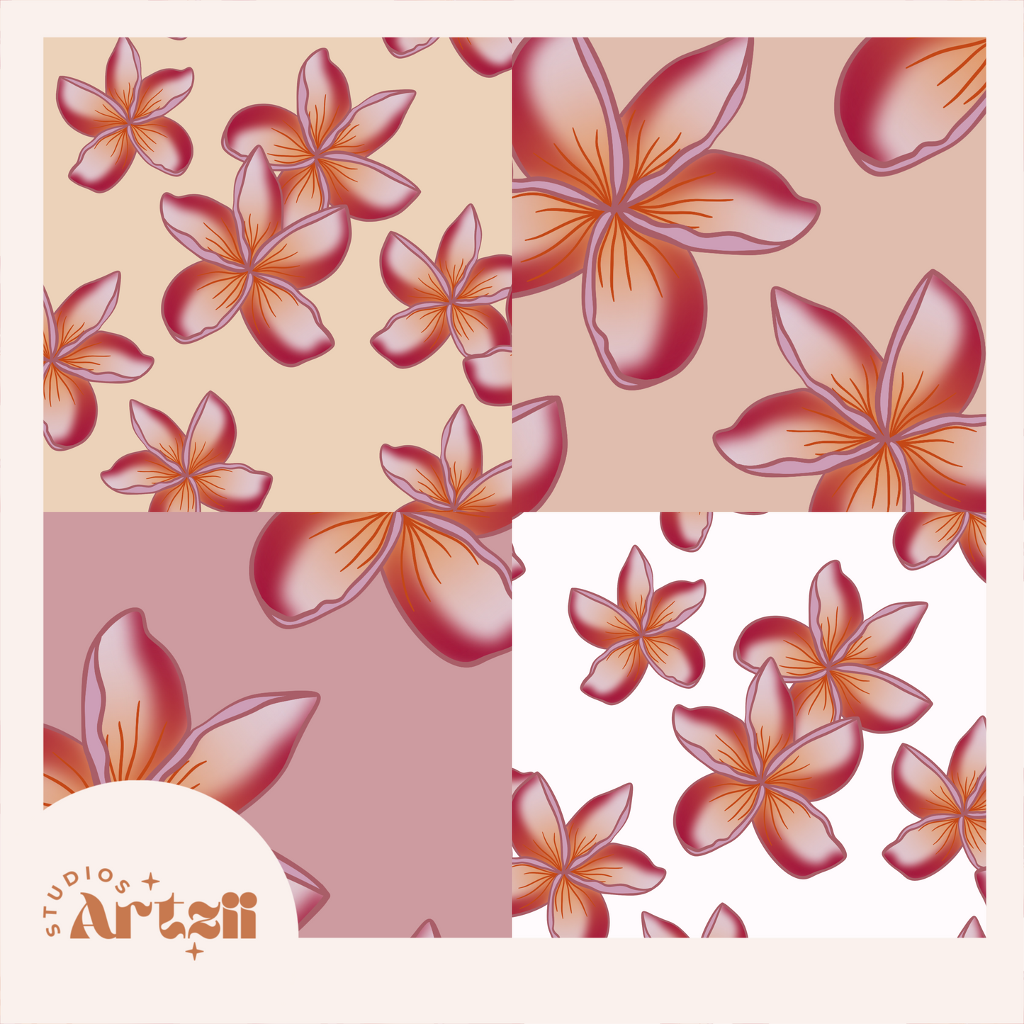 Plumeria Pick Repeat Surface Pattern #67