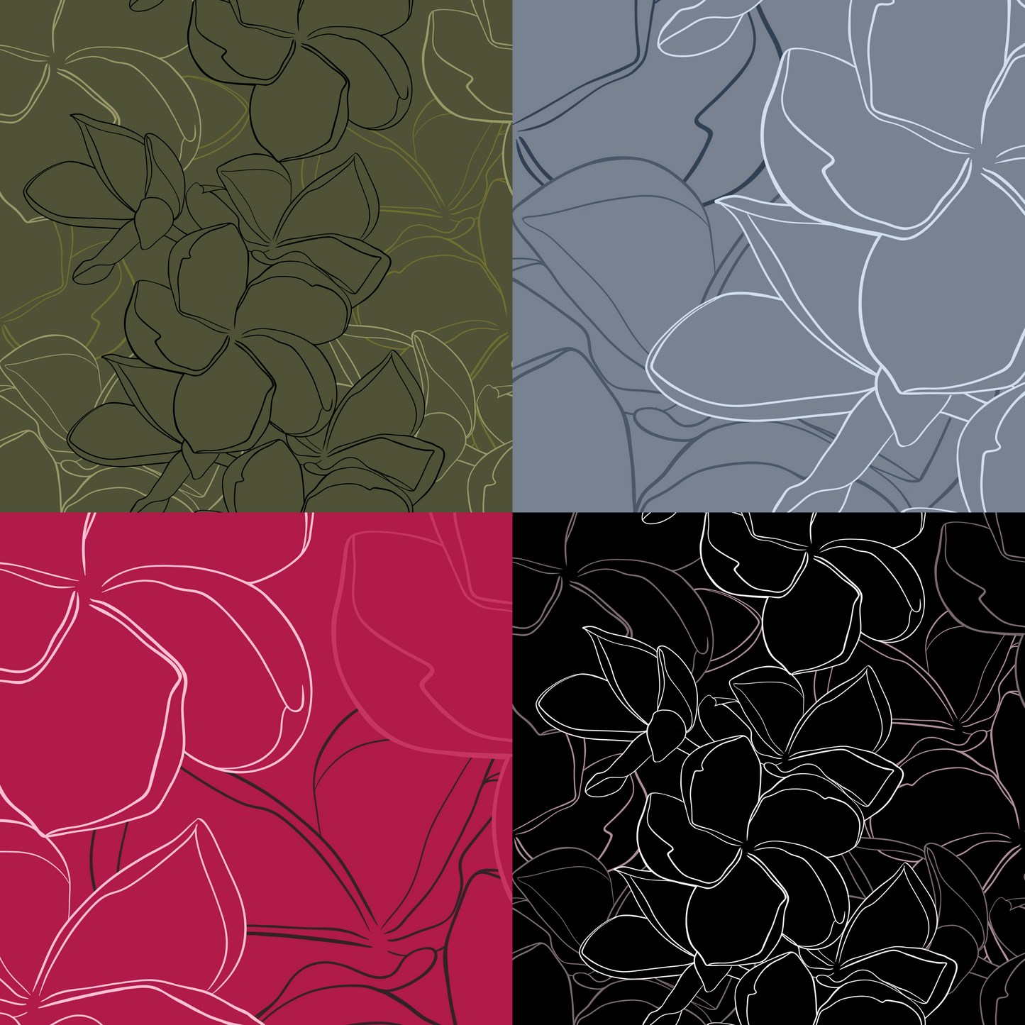Plumeria Shrub Repeat Surface Pattern
