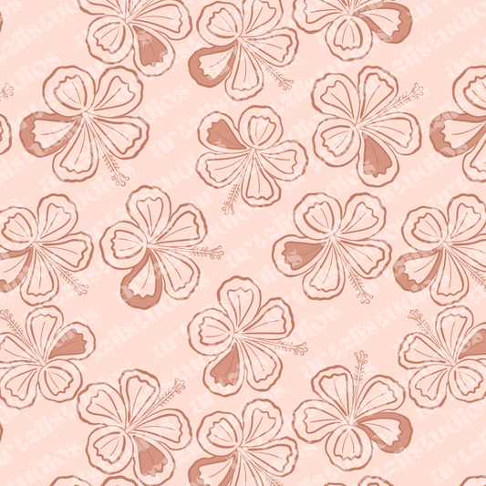 Retro Hibiscus Repeat Surface Pattern