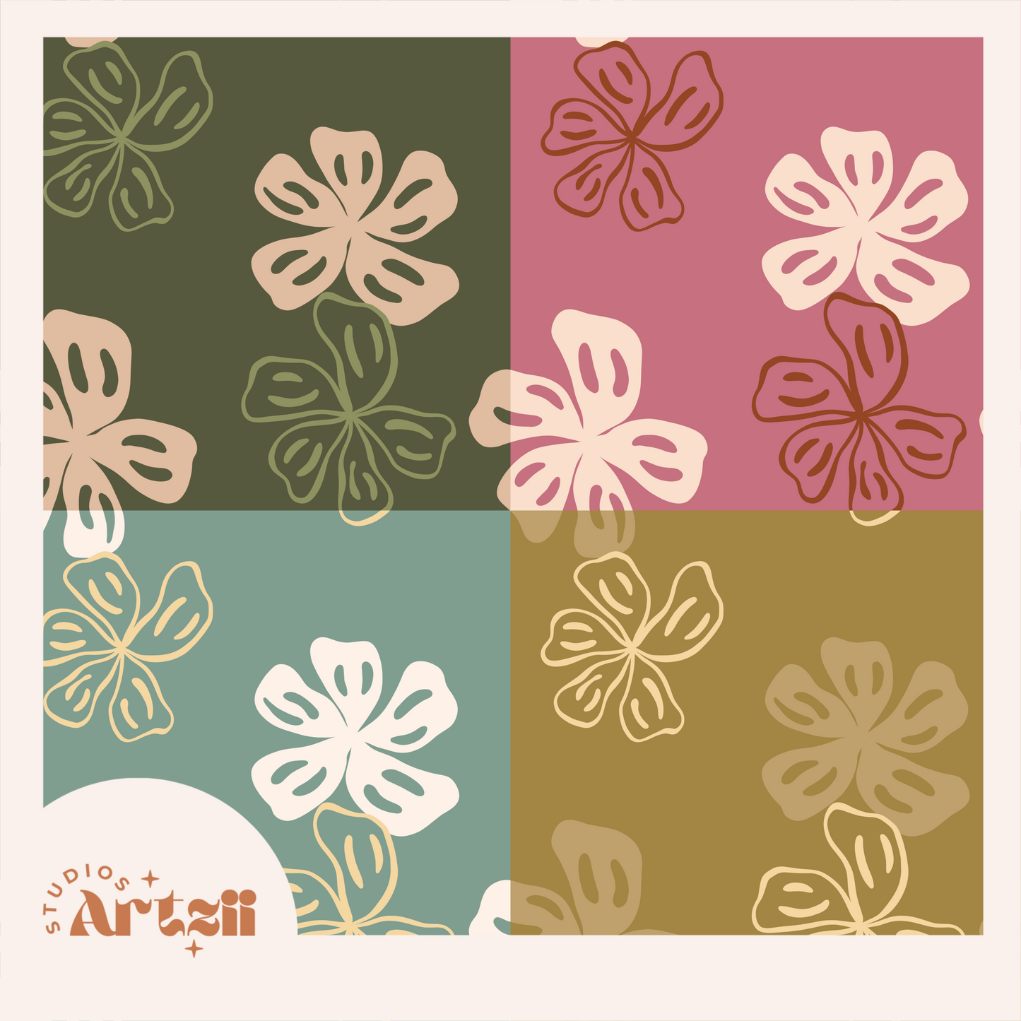Retro Hibiscus Repeat Surface Pattern #70