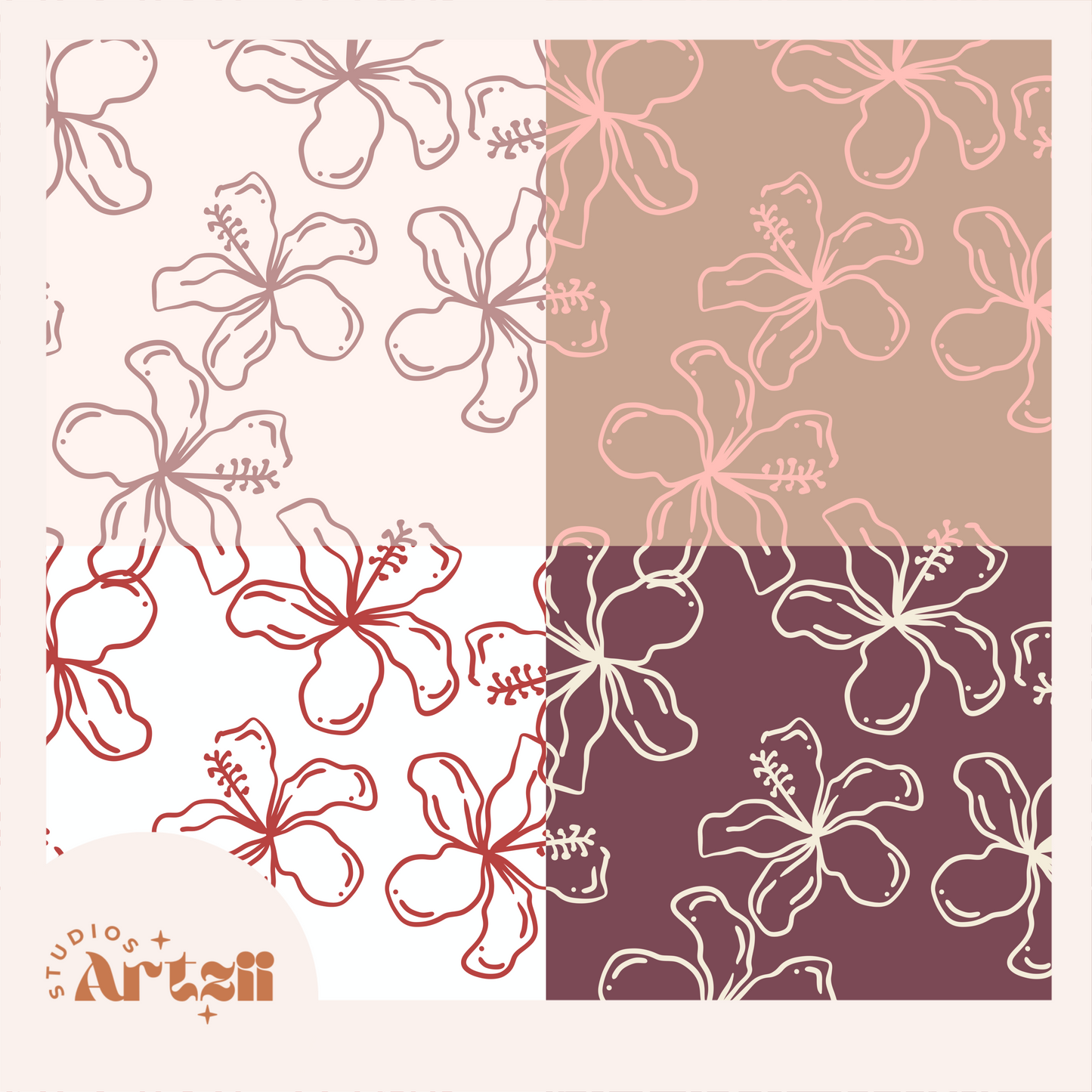 Rosy Hibiscus Repeat Surface Pattern #71