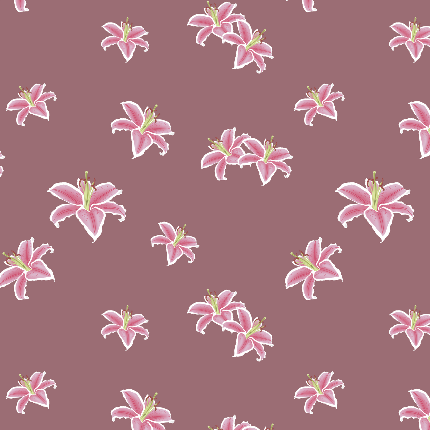 Scattered Lilies Repeat Surface Pattern