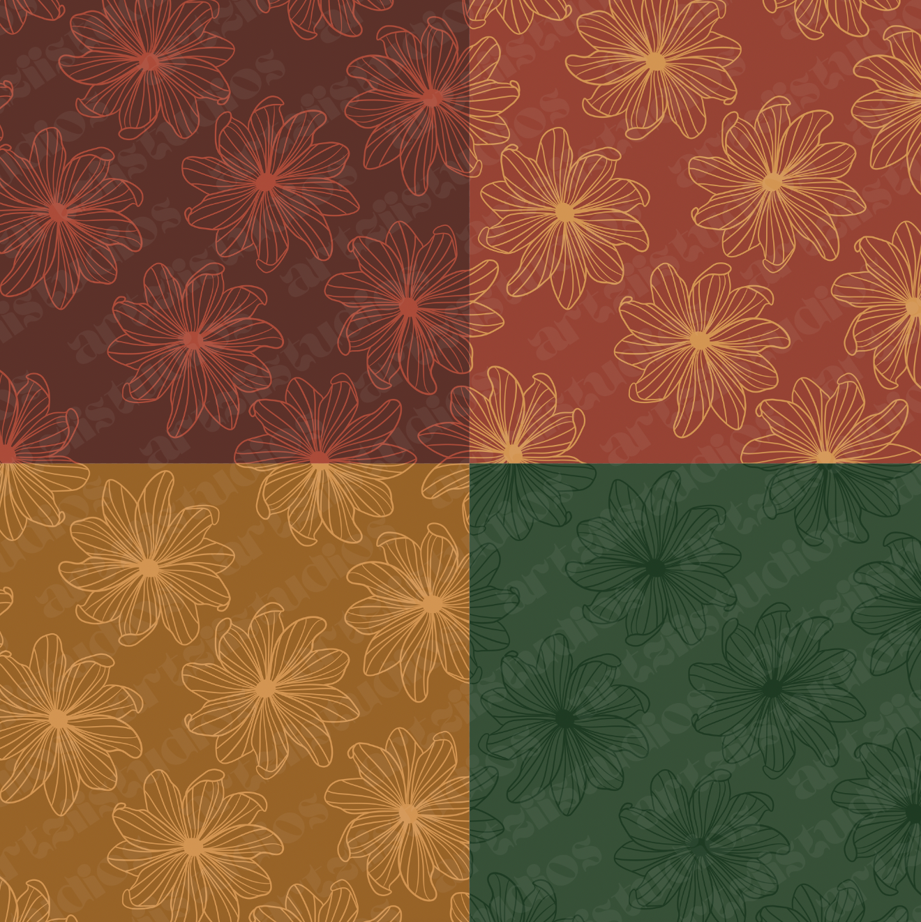 Hibiscus Flower Seamless Pattern