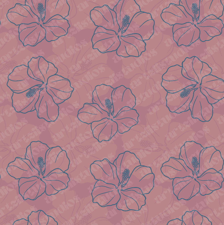 Tiare, Plumeria, Gardenia, Heliconia, and Hibiscus Surface Pattern for Kailanaho