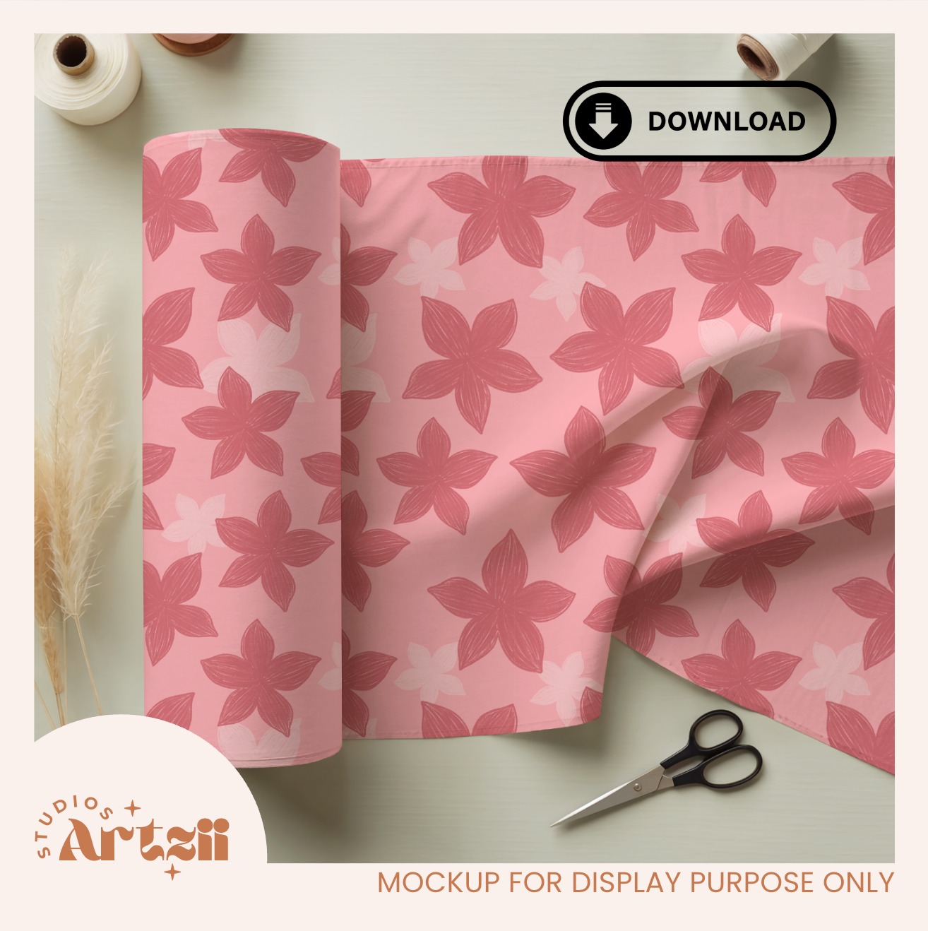 Sketch Plumeria Repeat Surface Pattern