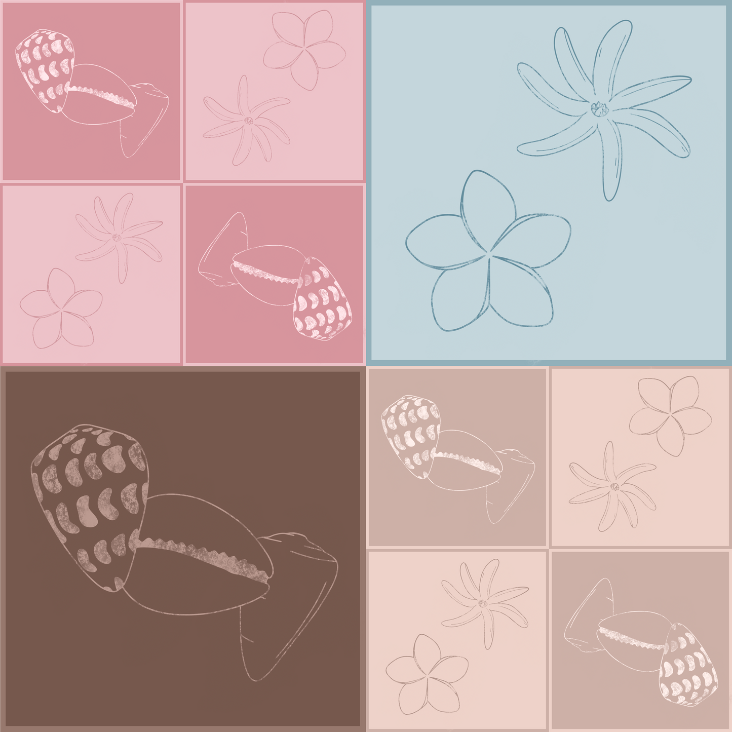 Shells and Pua Quilt Repeat Surface Pattern